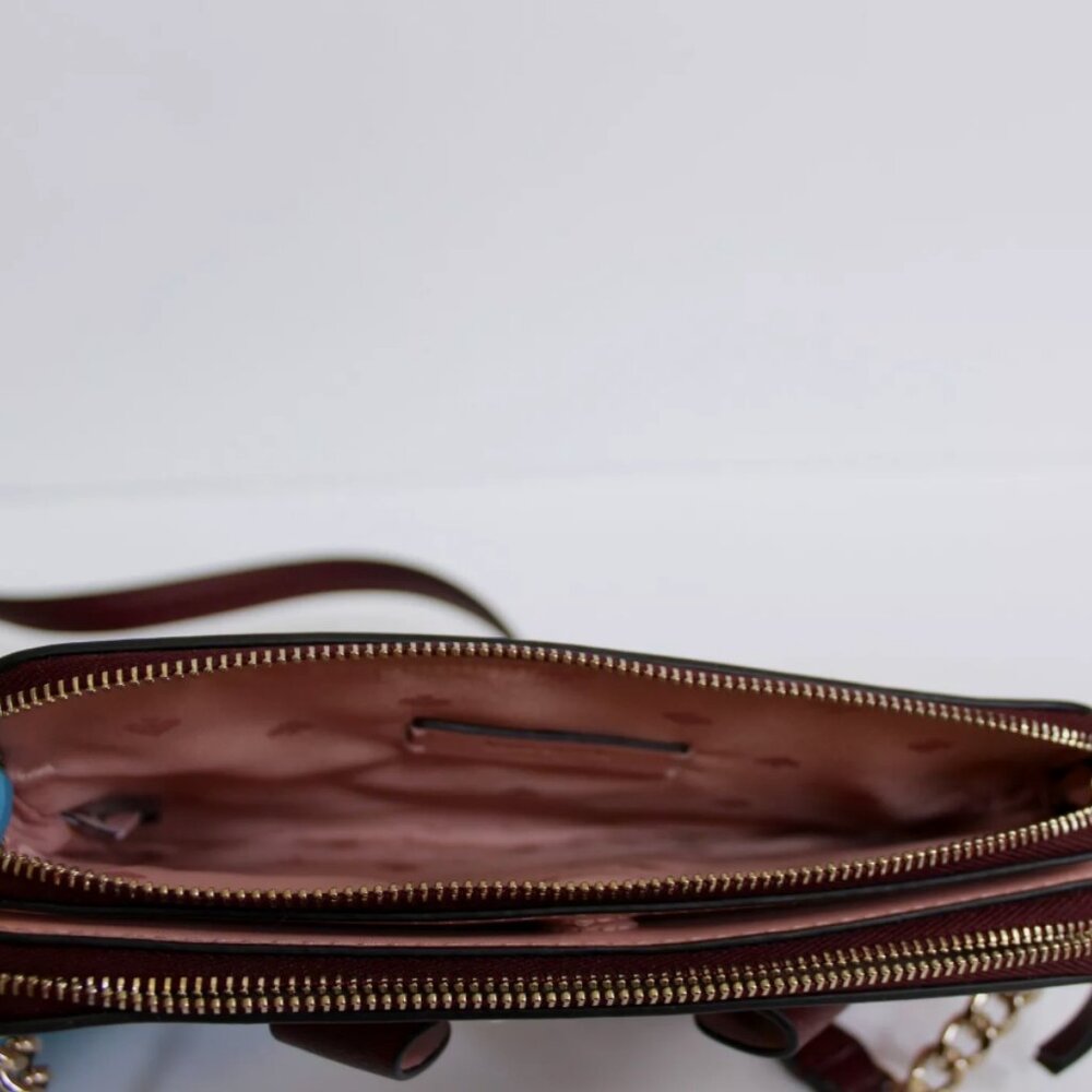 kate spade Floral Pup Cherrywood Double Zip Small Crossbody Bag Purse - Picture 14 of 15